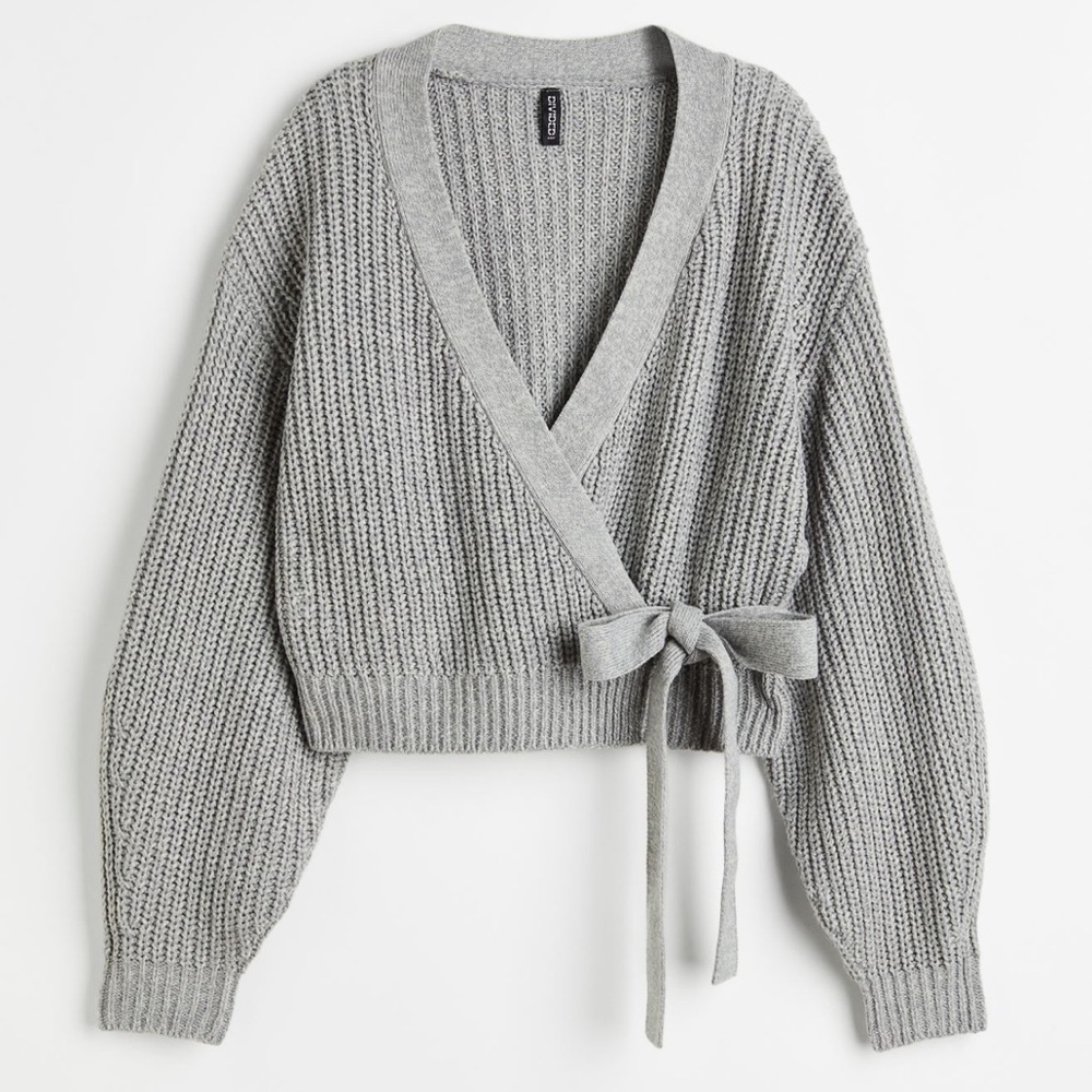 Knit-wrap front cardigan